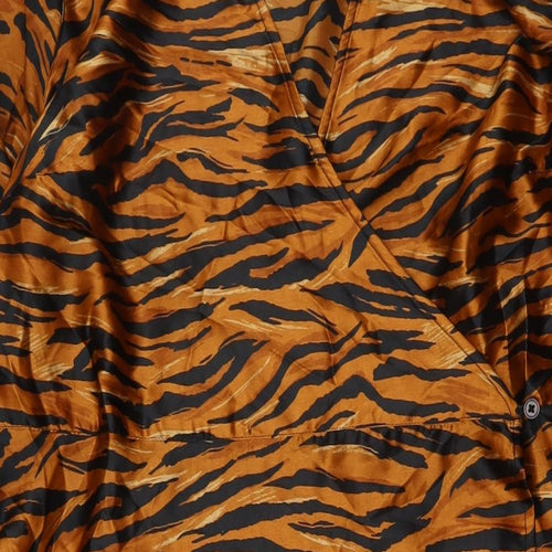 Very Womens Brown Animal Print Polyester Wrap Dress Size 22 V-Neck Button