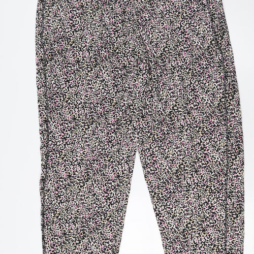 Marks and Spencer Womens Multicoloured Animal Print Viscose Trousers Size 18 L30 in Regular - Elasticated Waist