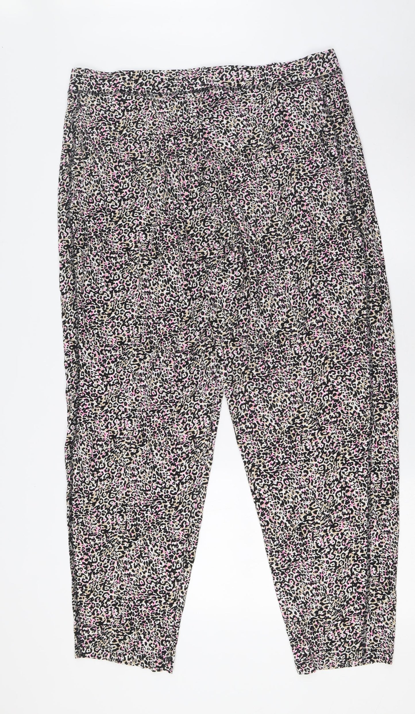 Marks and Spencer Womens Multicoloured Animal Print Viscose Trousers Size 18 L30 in Regular - Elasticated Waist