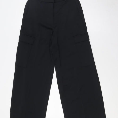 Marks and Spencer Womens Black Polyester Cargo Trousers Size 6 L28 in Regular Zip