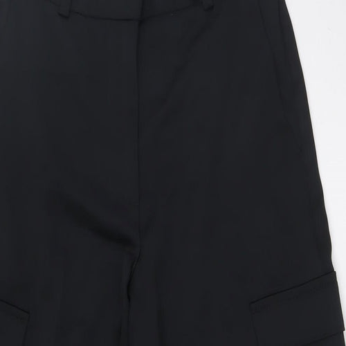 Marks and Spencer Womens Black Polyester Cargo Trousers Size 6 L28 in Regular Zip