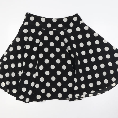 Pilot Womens Black Polka Dot Polyester A-Line Skirt Size 10 Zip