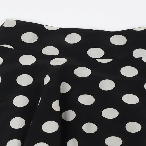 Pilot Womens Black Polka Dot Polyester A-Line Skirt Size 10 Zip