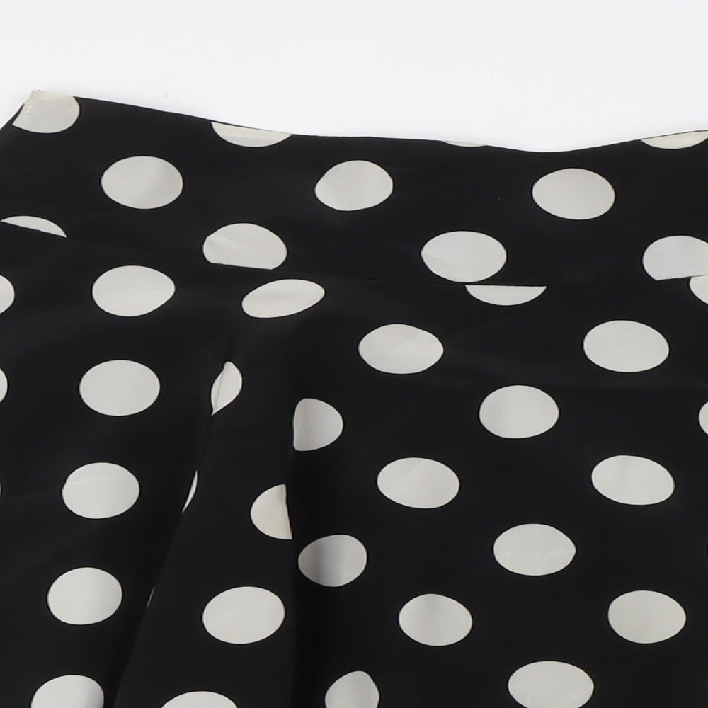 Pilot Womens Black Polka Dot Polyester A-Line Skirt Size 10 Zip