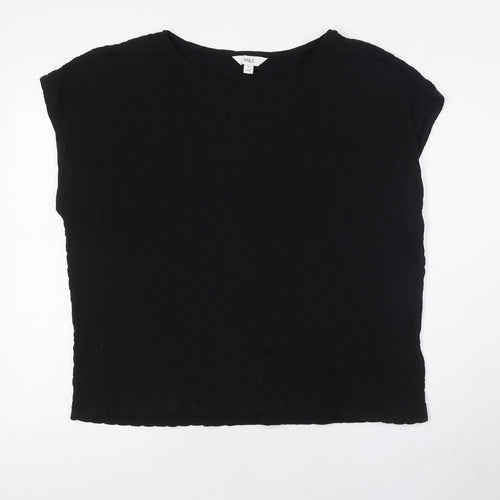 Marks and Spencer Womens Black Polyester Basic Button-Up Size 20 Boat Neck