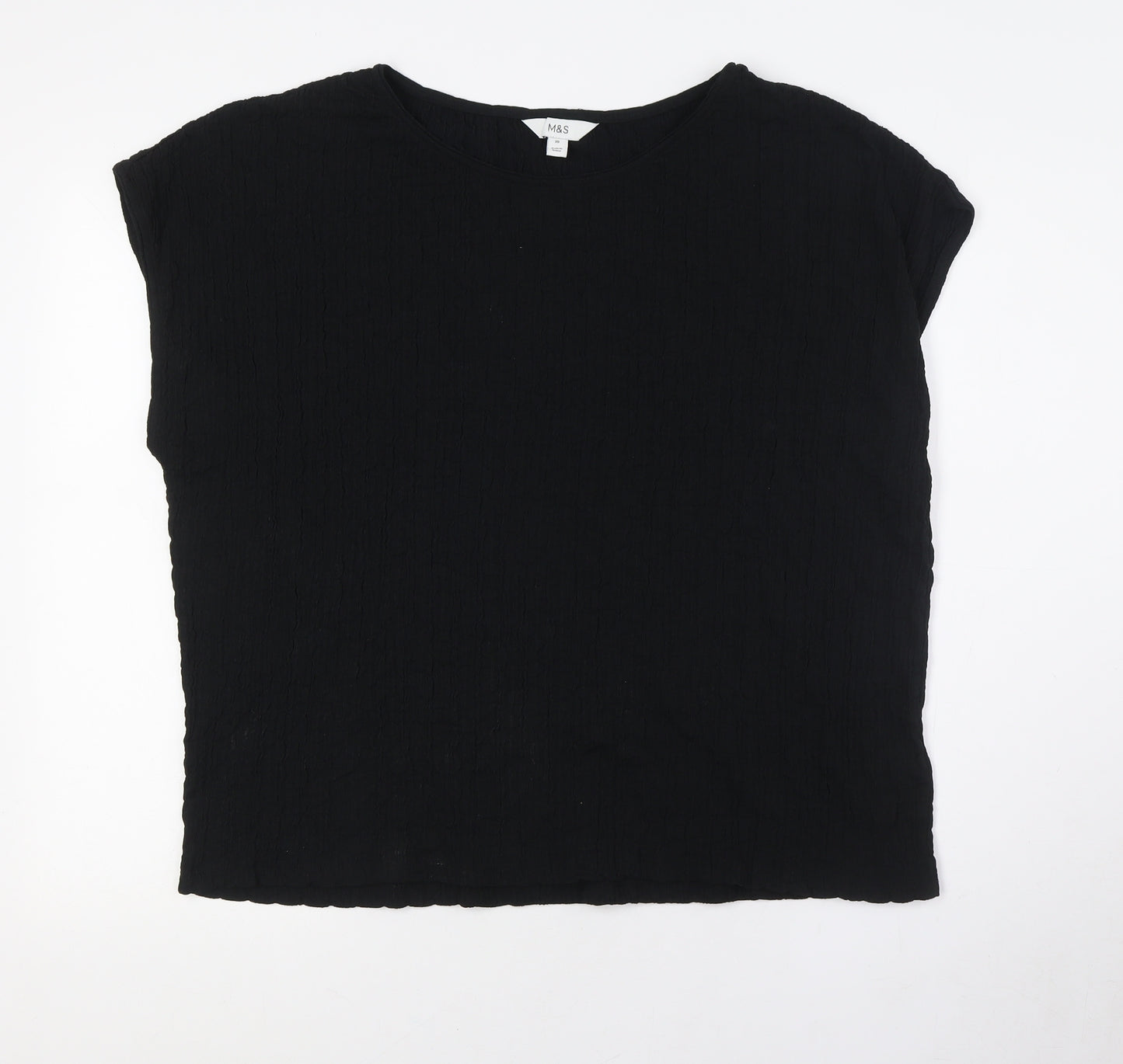 Marks and Spencer Womens Black Polyester Basic Button-Up Size 20 Boat Neck