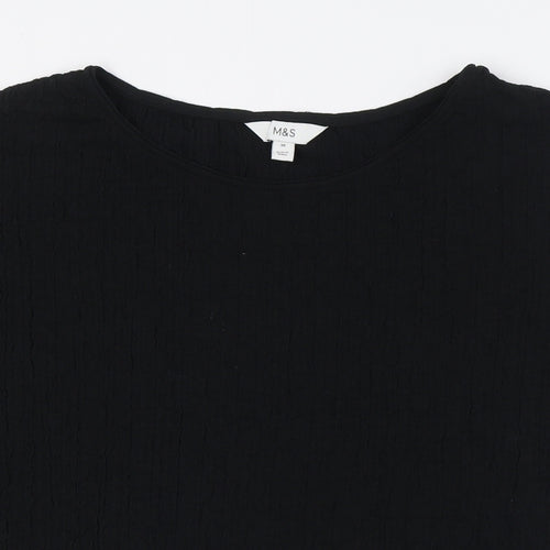 Marks and Spencer Womens Black Polyester Basic Button-Up Size 20 Boat Neck