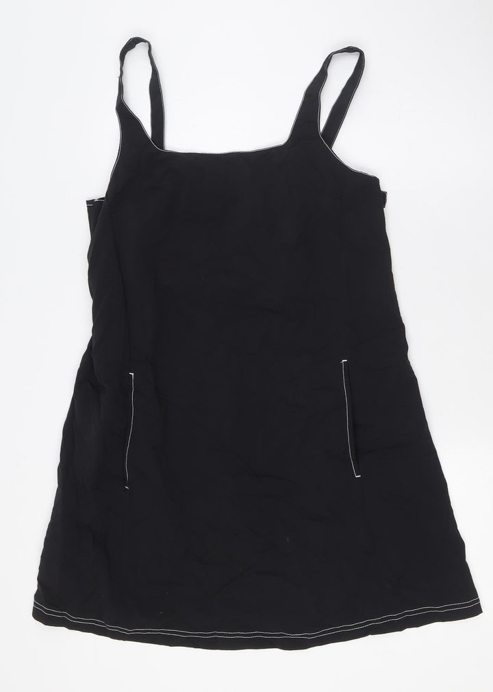 Topshop Womens Black Nylon A-Line Size 10 Square Neck