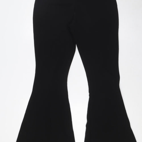 PRETTYLITTLETHING Womens Black Polyester Trousers Size 12 L32 in Regular