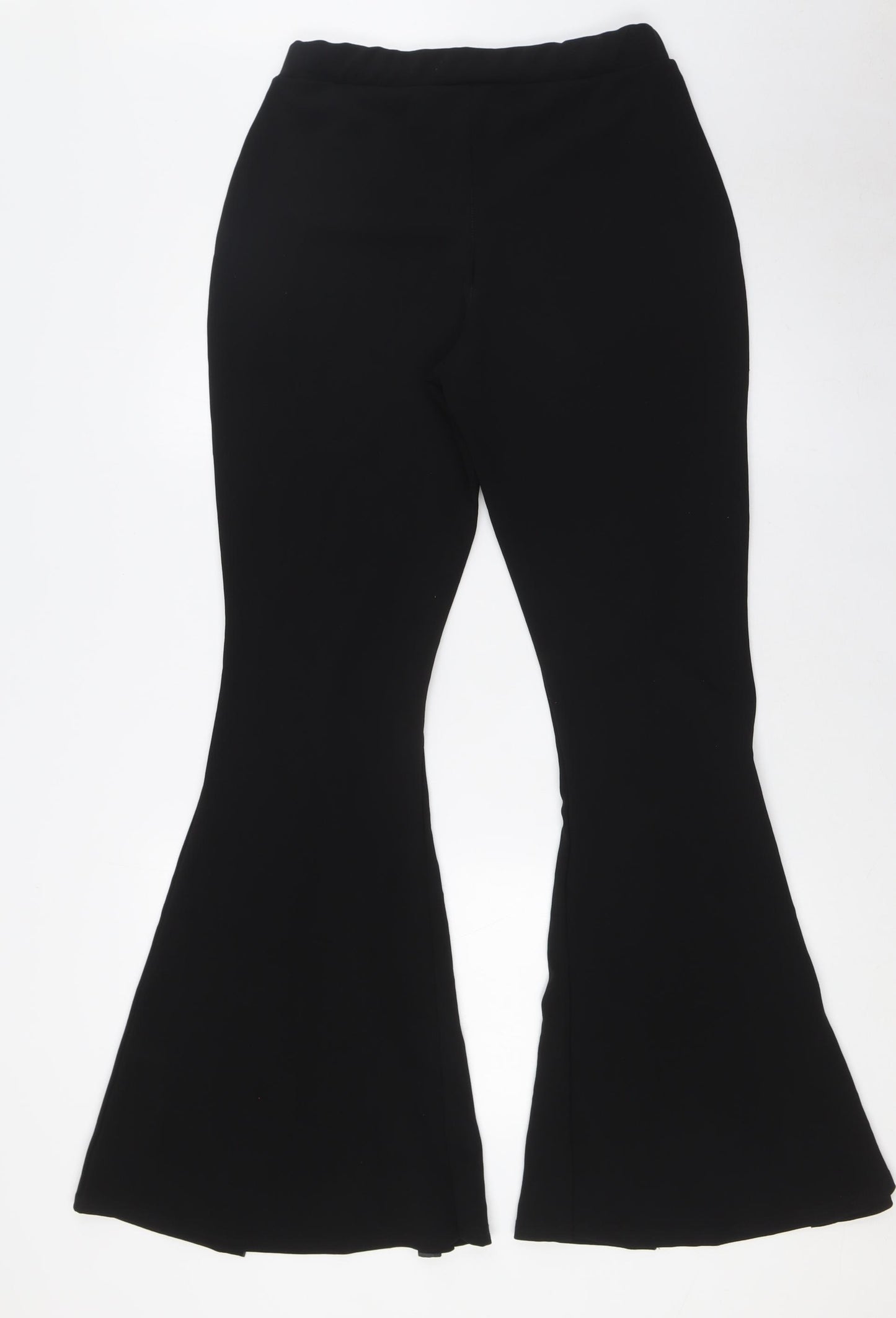 PRETTYLITTLETHING Womens Black Polyester Trousers Size 12 L32 in Regular