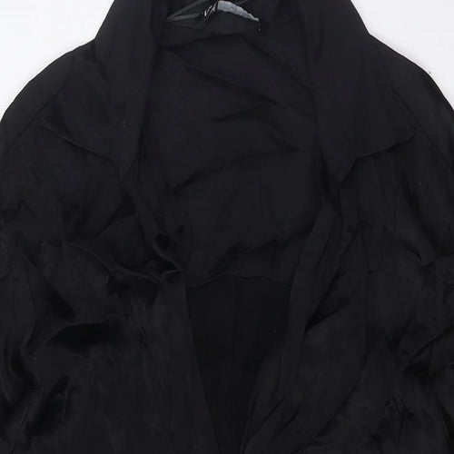 Zara Womens Black Viscose A-Line Size L Collared Button - Tie Front