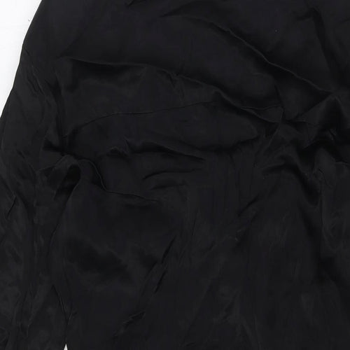 Zara Womens Black Viscose A-Line Size L Collared Button - Tie Front