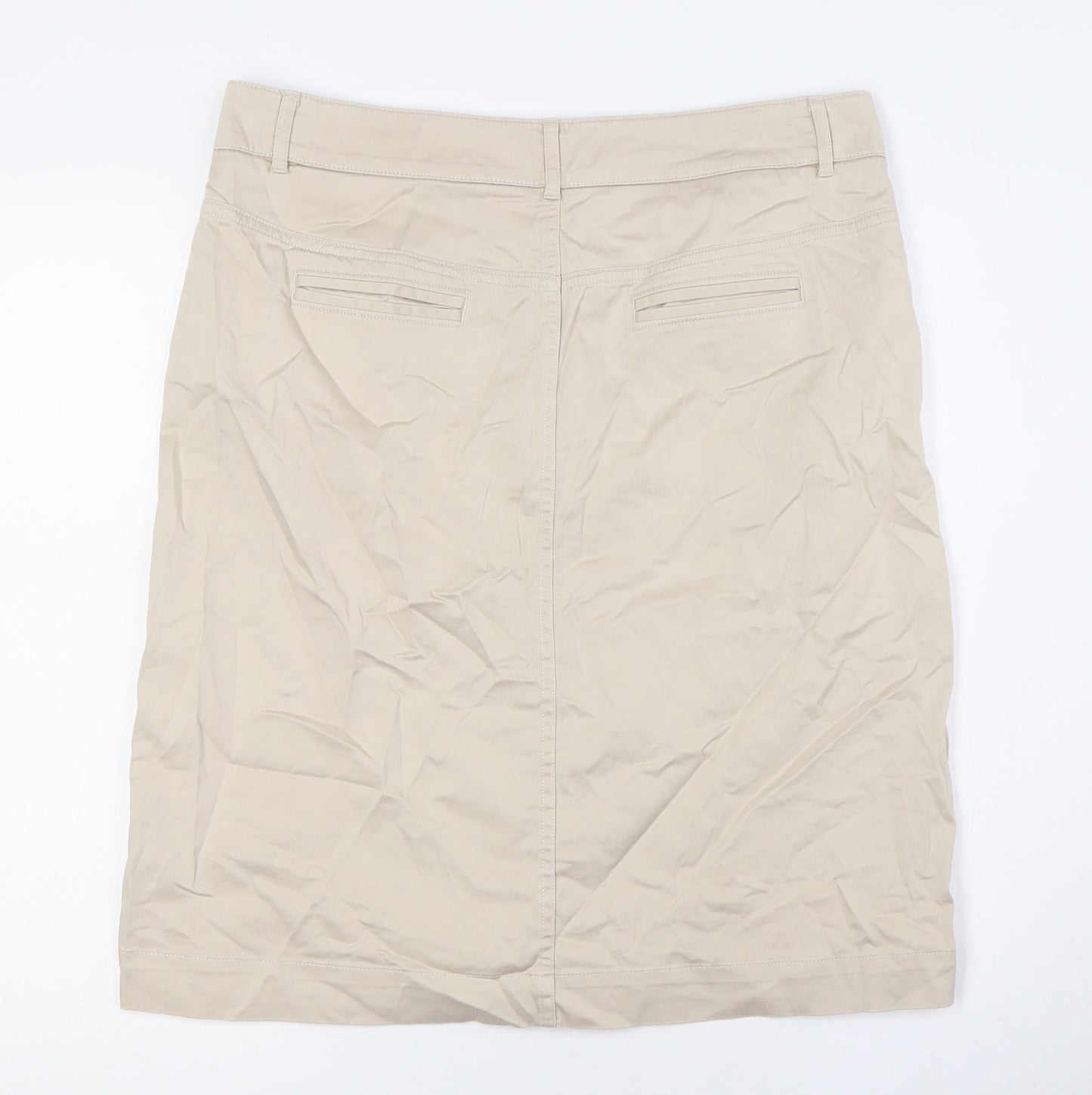 Per Una Womens Beige Cotton Straight & Pencil Skirt Size 14 Zip