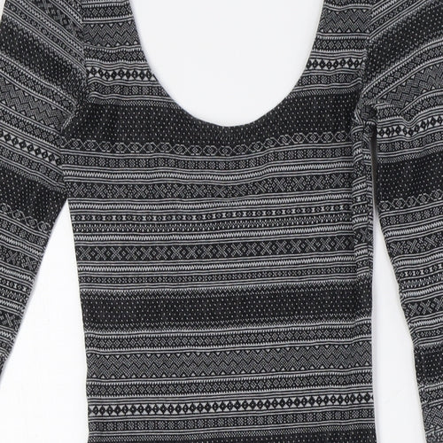 Miss Selfridge Womens Black Cotton Bodycon Size 4 Scoop Neck