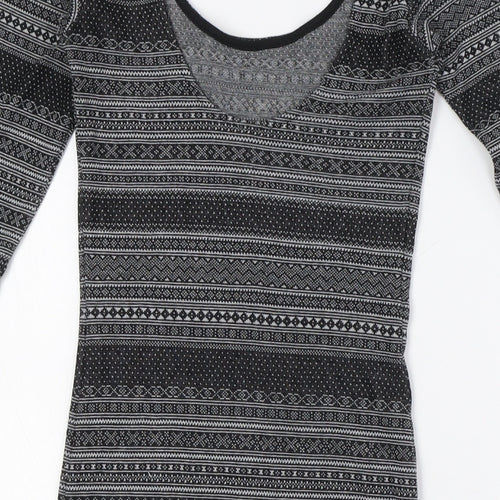 Miss Selfridge Womens Black Cotton Bodycon Size 4 Scoop Neck