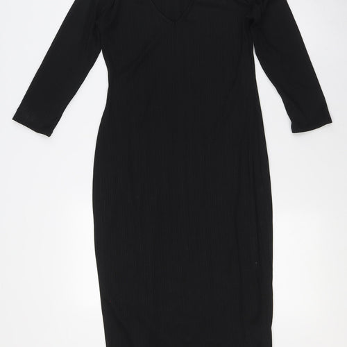River Island Womens Black Polyester A-Line Size 10 V-Neck