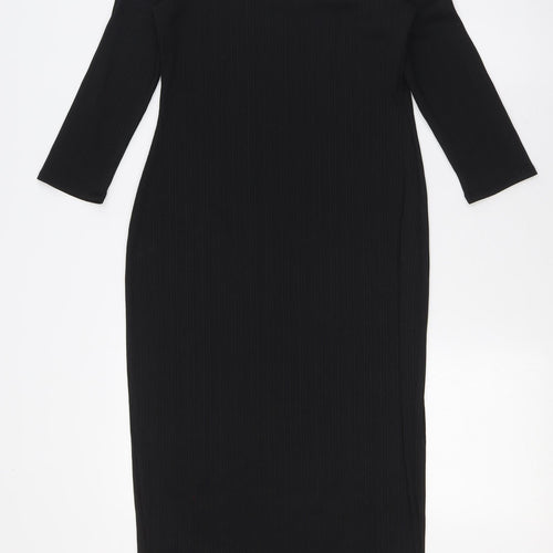 River Island Womens Black Polyester A-Line Size 10 V-Neck