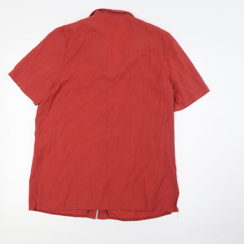Bonmarché Womens Red Viscose Basic Button-Up Size 14 Collared