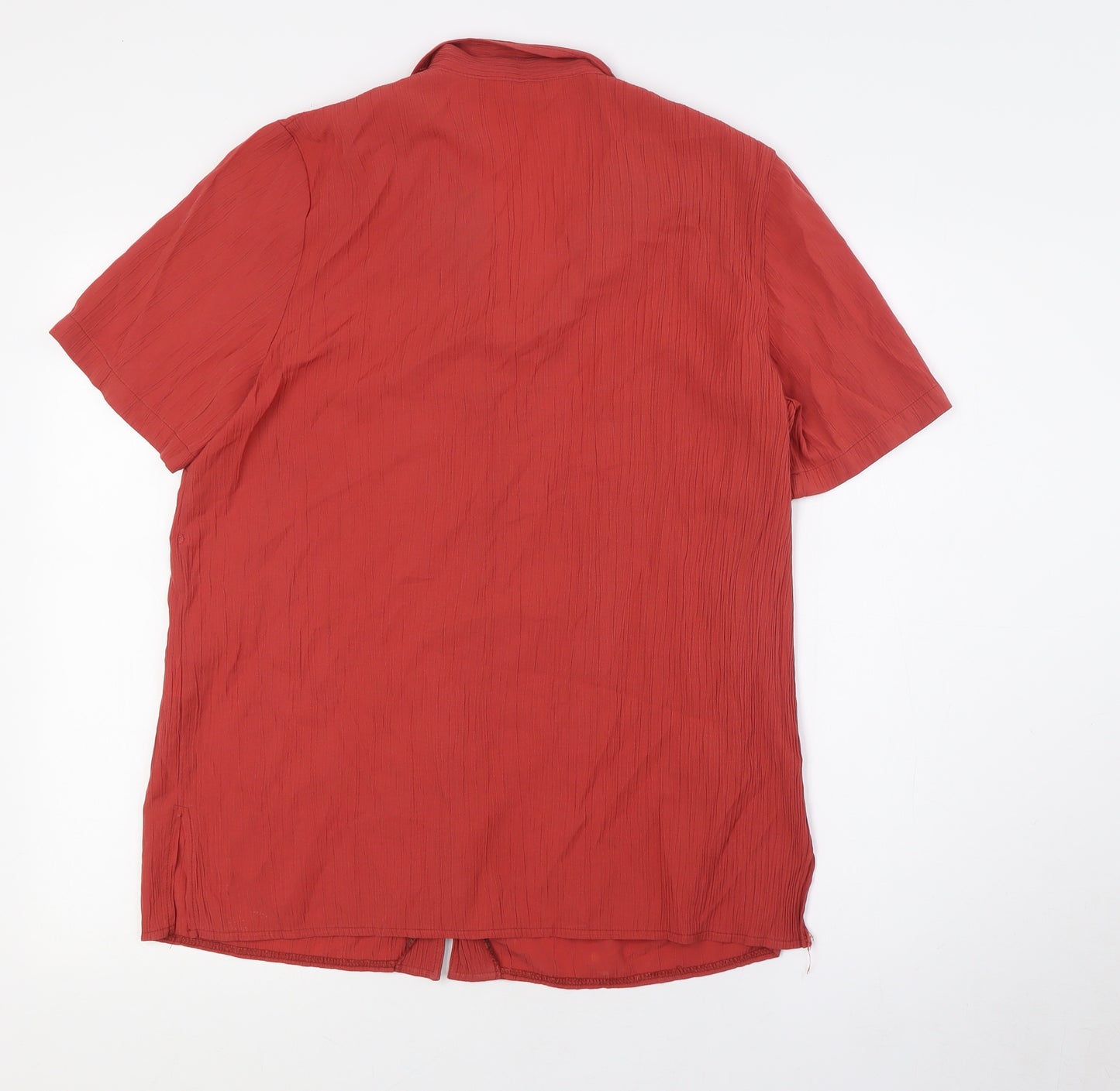 Bonmarché Womens Red Viscose Basic Button-Up Size 14 Collared