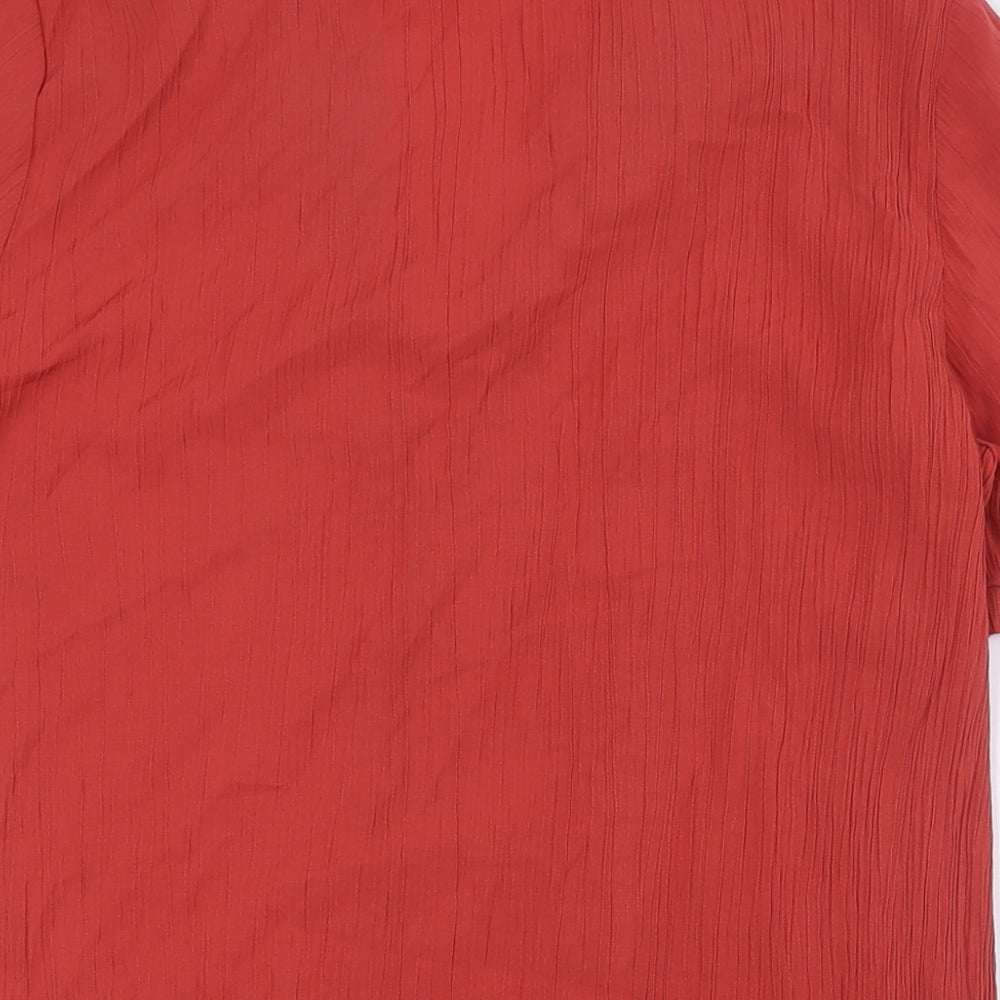 Bonmarché Womens Red Viscose Basic Button-Up Size 14 Collared