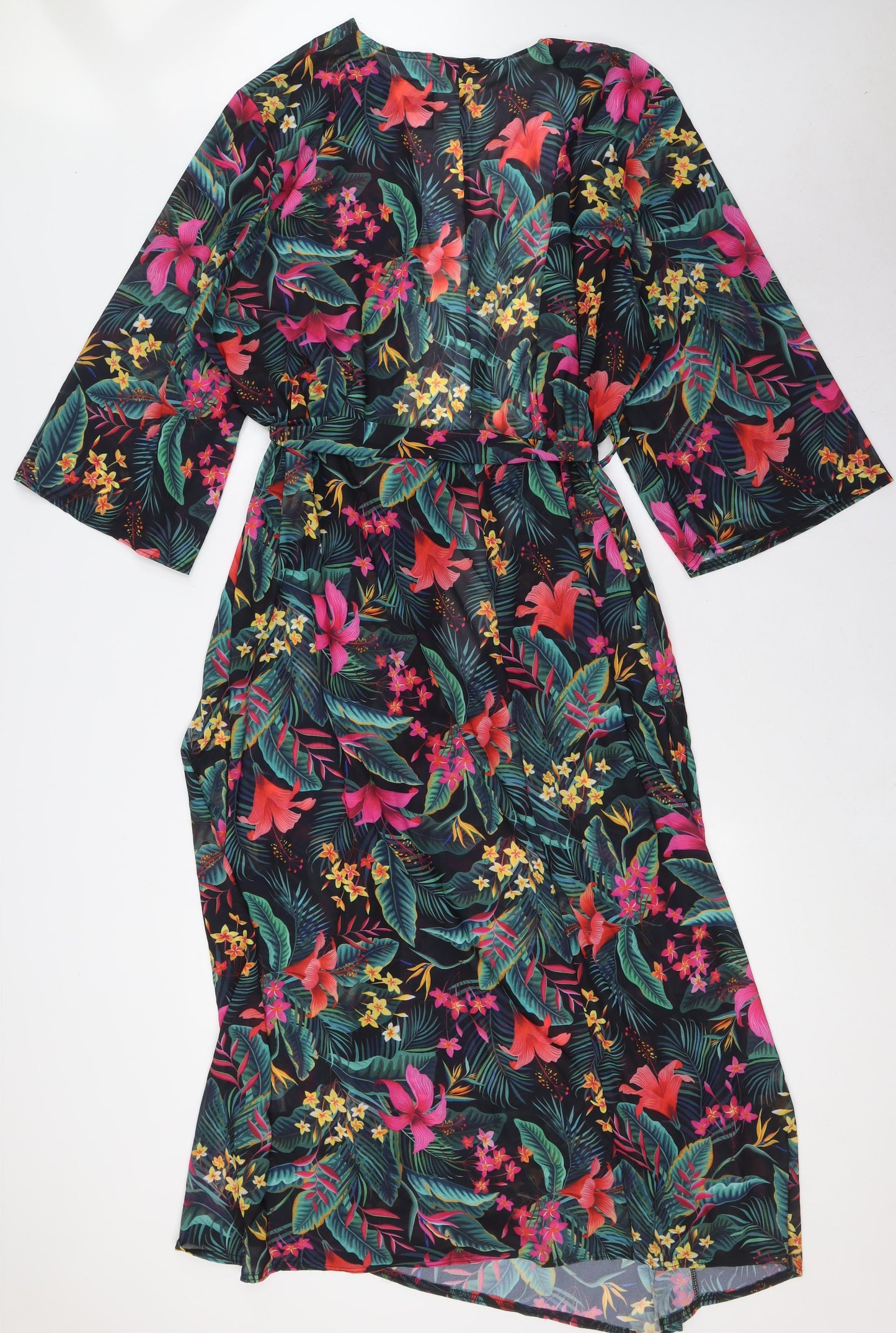 Curvewow Womens Multicoloured Floral Polyester Cami Gown Size 24 Tie