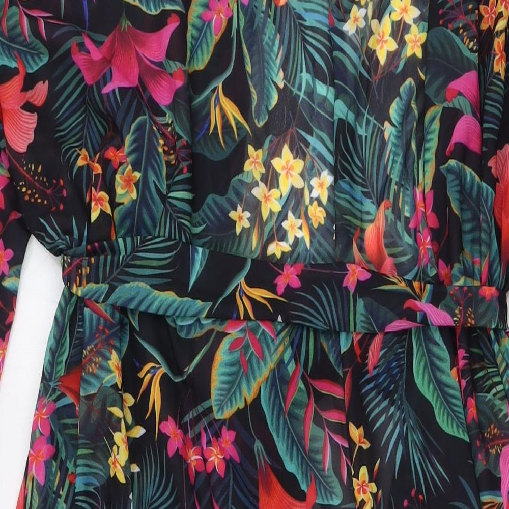 Curvewow Womens Multicoloured Floral Polyester Cami Gown Size 24 Tie