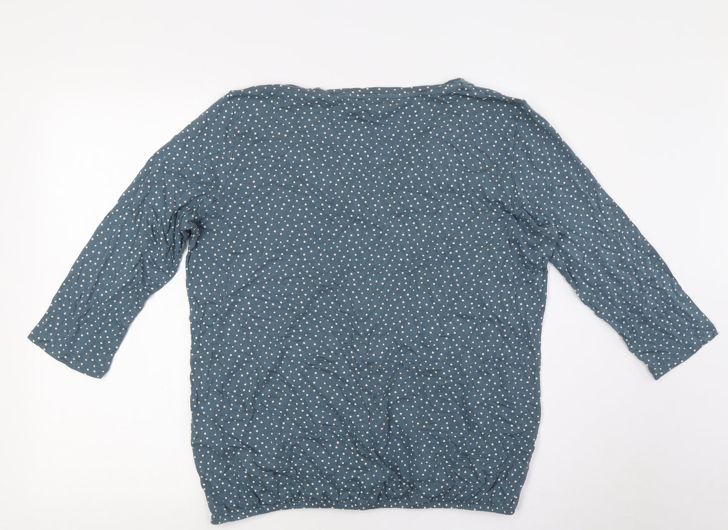 TOM TAILOR Womens Blue Polka Dot Cotton Basic Button-Up Size XL V-Neck