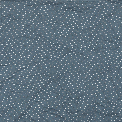 TOM TAILOR Womens Blue Polka Dot Cotton Basic Button-Up Size XL V-Neck