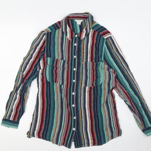 Monsoon Womens Multicoloured Striped Viscose Basic Button-Up Size 8 Collared