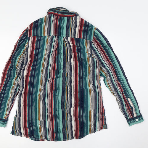 Monsoon Womens Multicoloured Striped Viscose Basic Button-Up Size 8 Collared