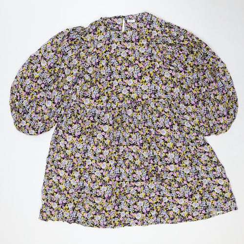 NEXT Girls Multicoloured Floral Viscose A-Line Size 16 Years Round Neck Button