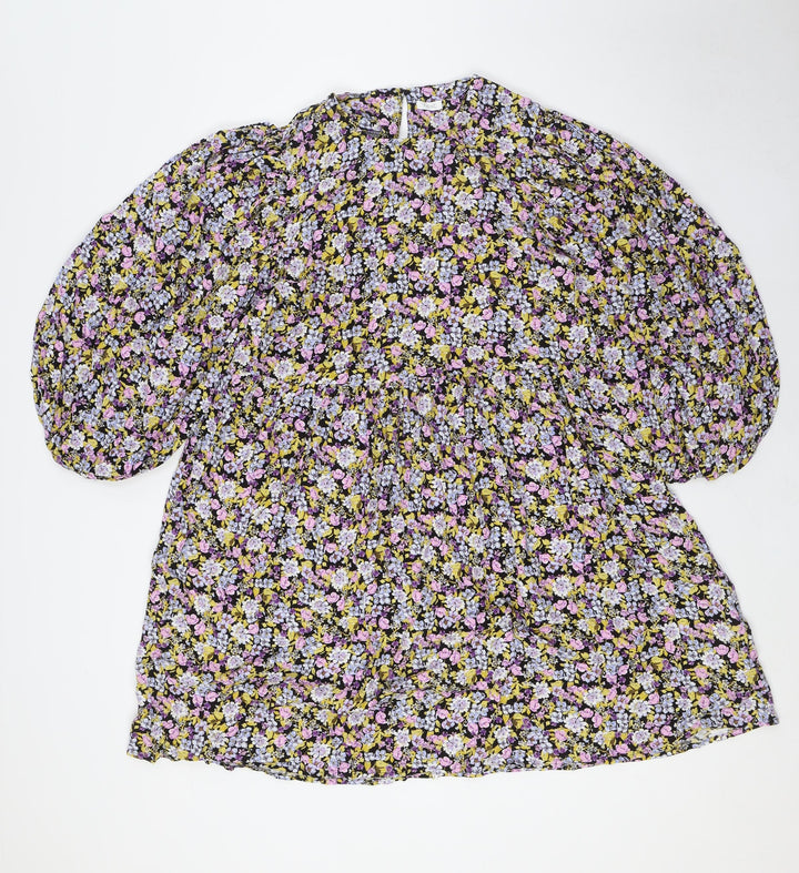 NEXT Girls Multicoloured Floral Viscose A-Line Size 16 Years Round Neck Button