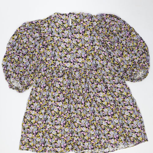 NEXT Girls Multicoloured Floral Viscose A-Line Size 16 Years Round Neck Button