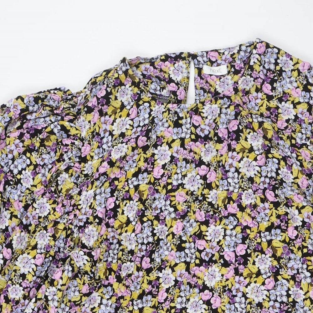 NEXT Girls Multicoloured Floral Viscose A-Line Size 16 Years Round Neck Button