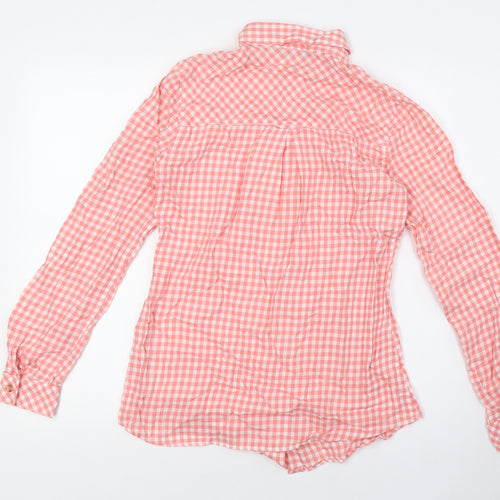Marks and Spencer Womens Red Check Cotton Basic Button-Up Size 8 Collared