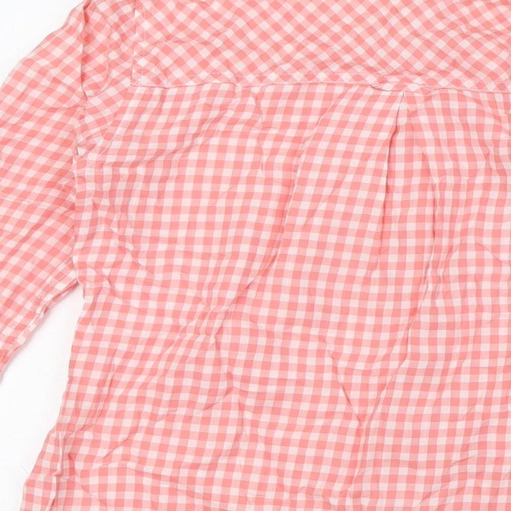 Marks and Spencer Womens Red Check Cotton Basic Button-Up Size 8 Collared