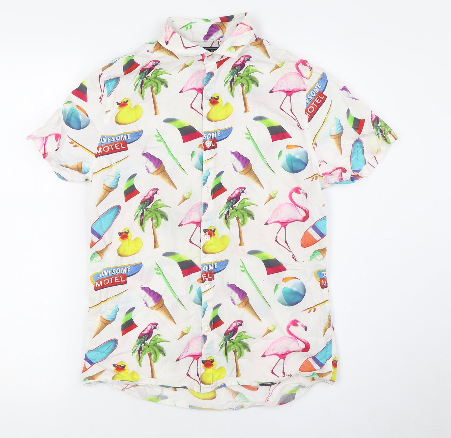 NEXT Boys Multicoloured Cotton Basic Button-Up Size 12 Years Collared Button - Beach Shirt