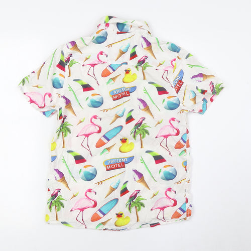 NEXT Boys Multicoloured Cotton Basic Button-Up Size 12 Years Collared Button - Beach Shirt