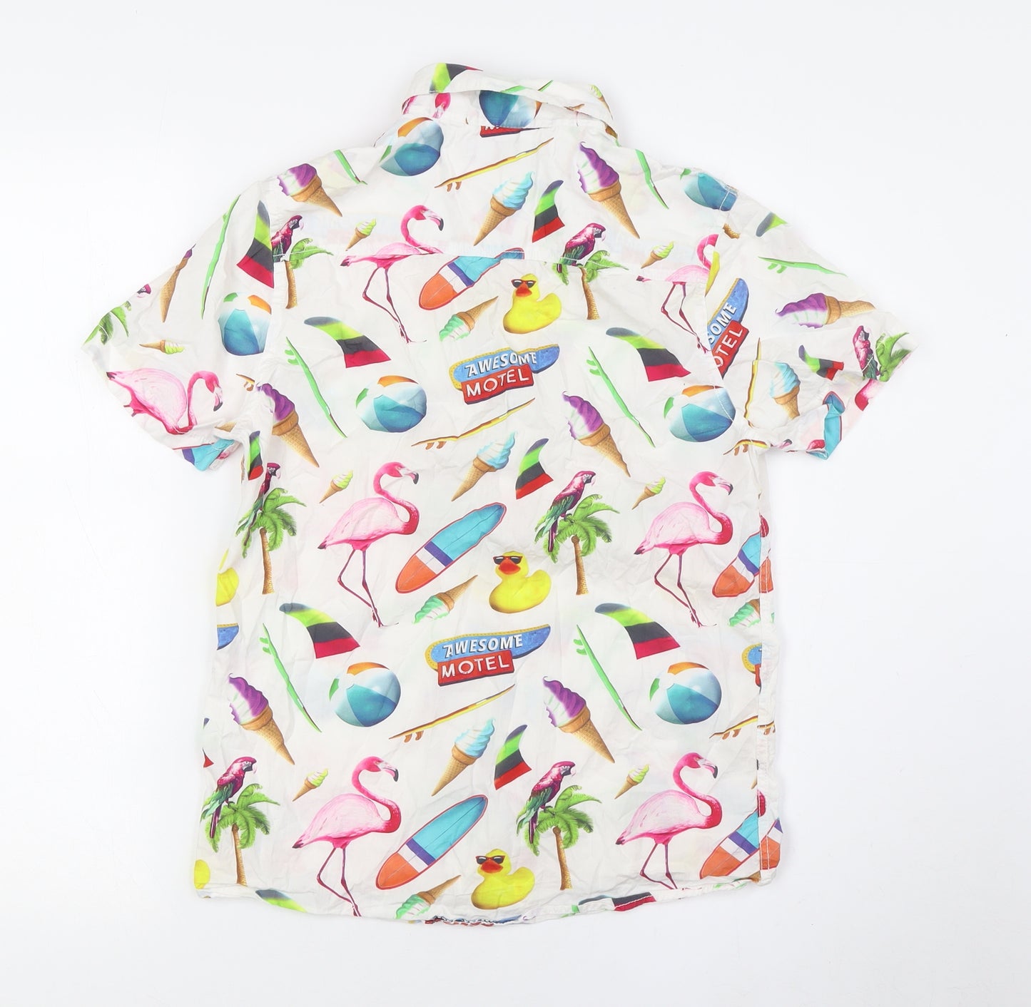 NEXT Boys Multicoloured Cotton Basic Button-Up Size 12 Years Collared Button - Beach Shirt