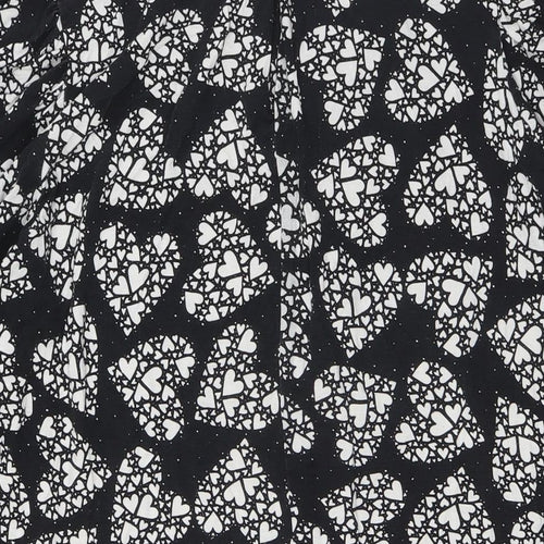 NEXT Womens Black Viscose A-Line Size 18 Mock Neck Button - Hearts