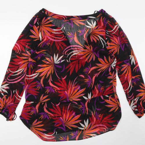 Debenhams Womens Multicoloured Polyester Basic Button-Up Size 16 V-Neck - Sheer