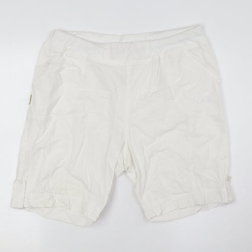 Halteks Womens White Cotton Basic Shorts Size XL L8 in Regular