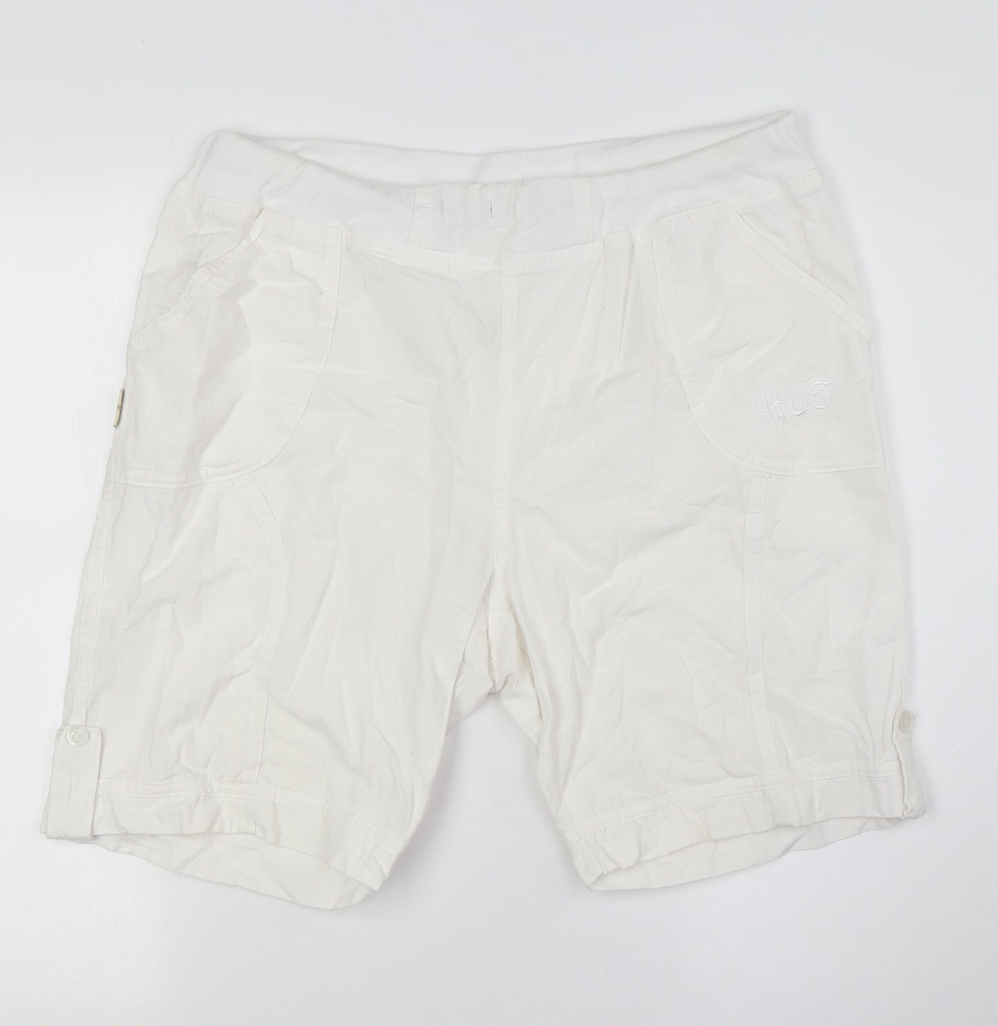 Halteks Womens White Cotton Basic Shorts Size XL L8 in Regular