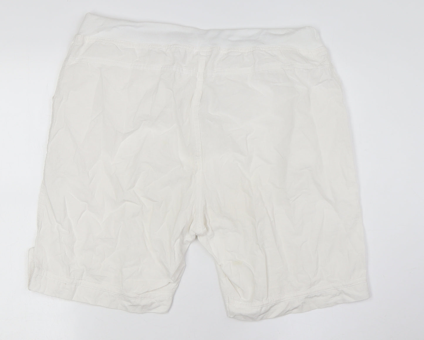 Halteks Womens White Cotton Basic Shorts Size XL L8 in Regular