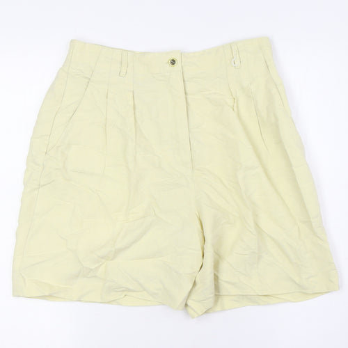 Line UP Womens Yellow Polyester Basic Shorts Size M L6 in Regular Zip