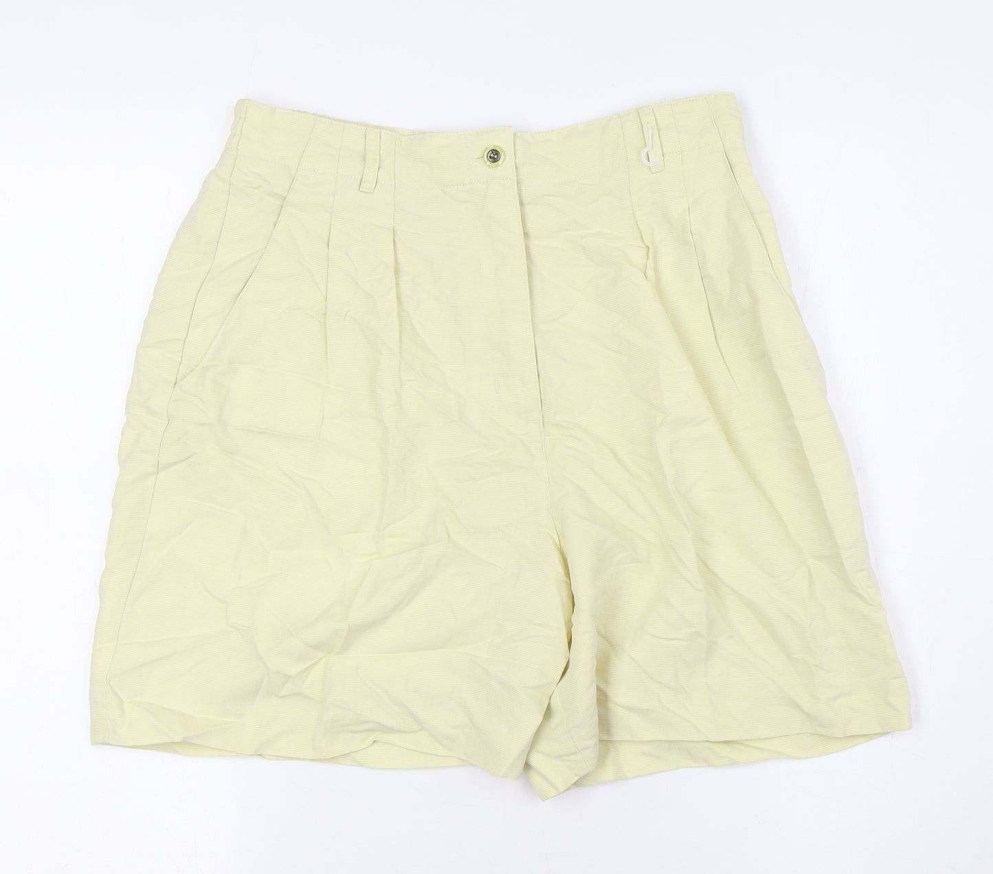 Line UP Womens Yellow Polyester Basic Shorts Size M L6 in Regular Zip