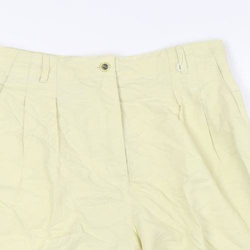 Line UP Womens Yellow Polyester Basic Shorts Size M L6 in Regular Zip