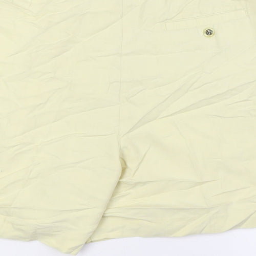 Line UP Womens Yellow Polyester Basic Shorts Size M L6 in Regular Zip