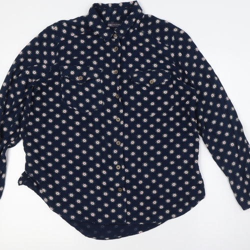 Marks and Spencer Womens Blue Viscose Basic Button-Up Size 10 Collared