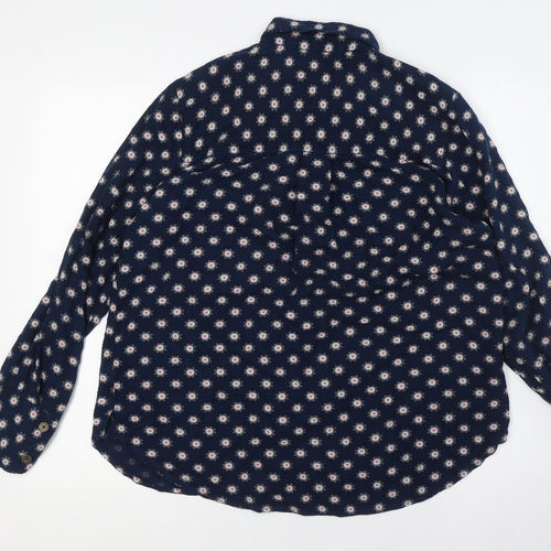 Marks and Spencer Womens Blue Viscose Basic Button-Up Size 10 Collared